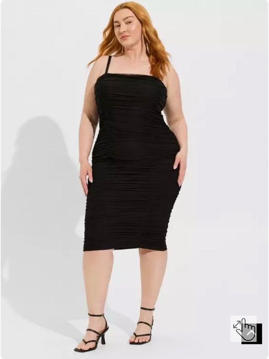 torrid Dresses & Skirts - Torrid Midi Mesh Shirred Bodycon Dress